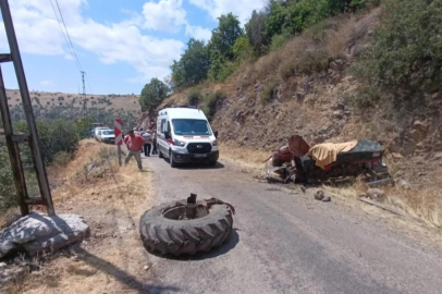 Çorum'da traktör 30 metrelik şarampole uçtu