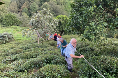 Rize'de ilkel teleferikten düşen kadın kurtarıldı