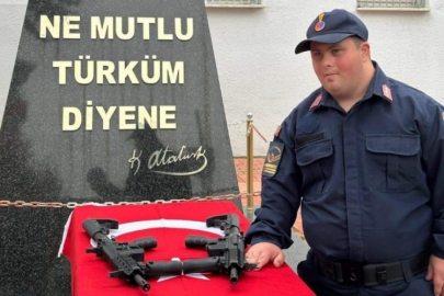 Down sendromlu İslam Mevlüt'ün jandarma hayali gerçek oldu