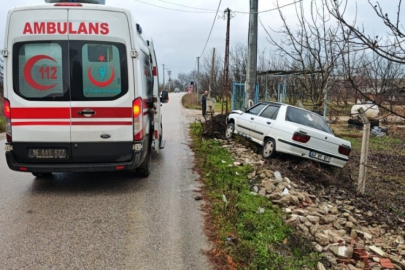 Bursa'da elektrik direğine çarpan otomobildeki 2 kişi yaralandı